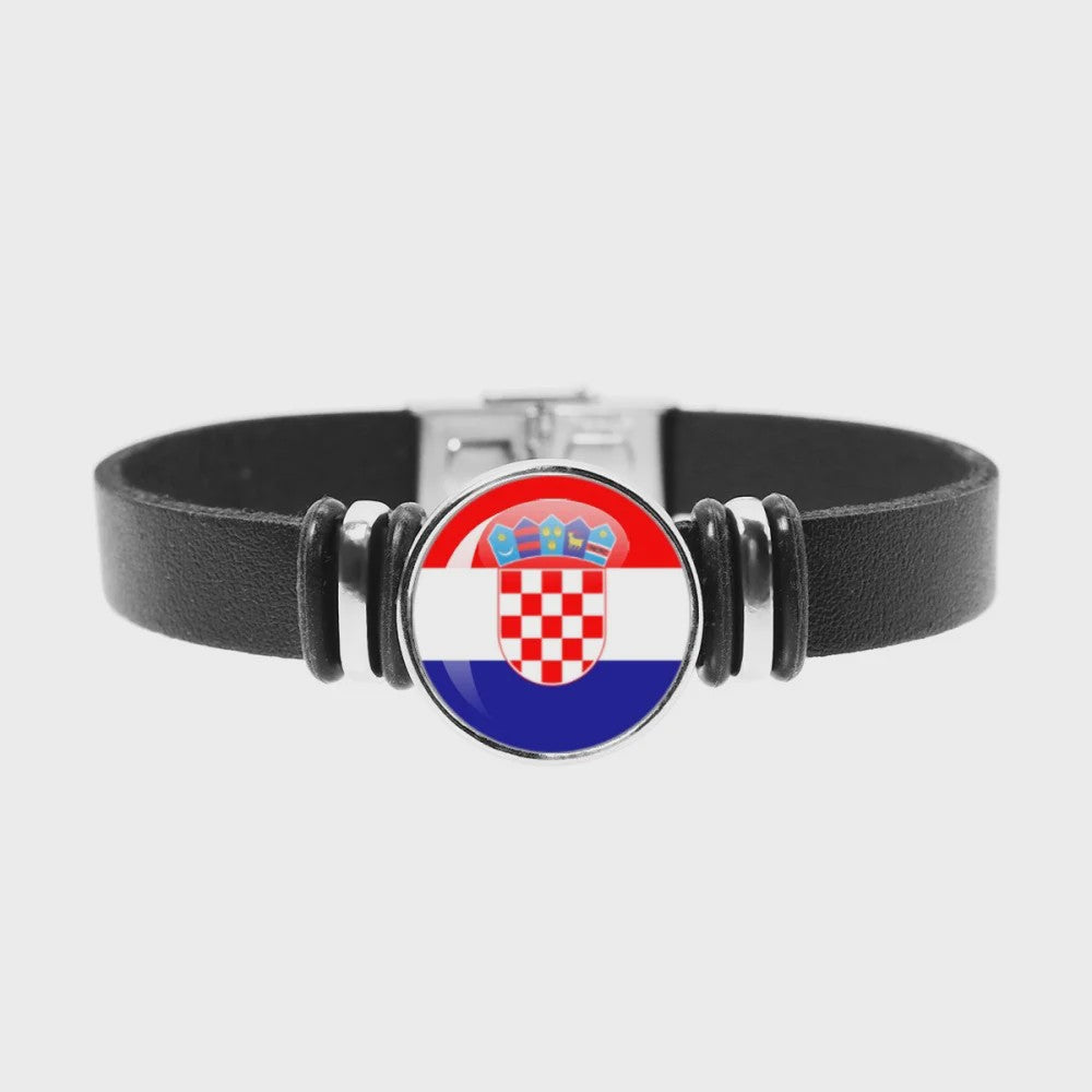 Leren Armband met Vlag van [Land] - Stijlvolle Bangle voor Dames en Heren
