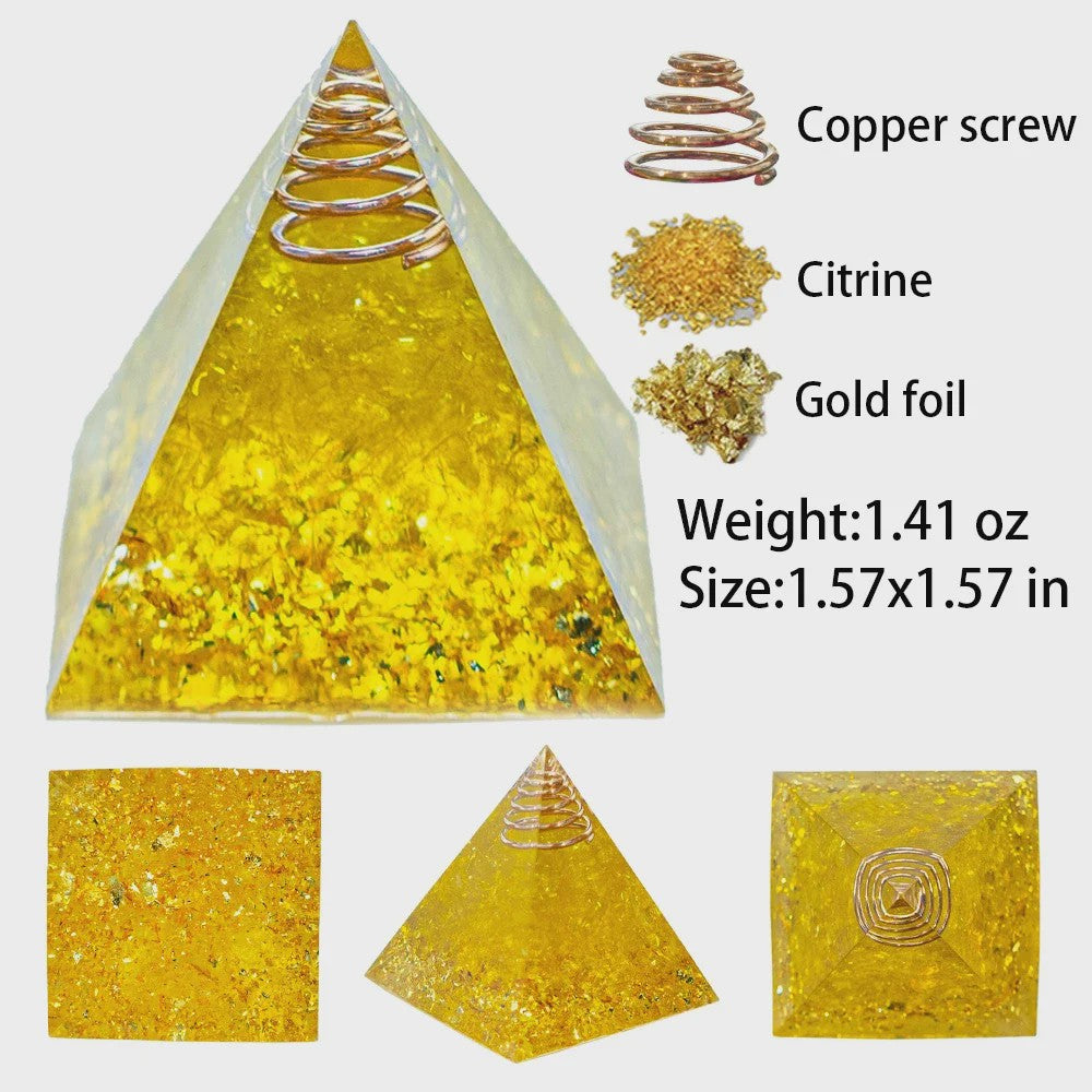 Orgonite Kristal Piramide - Energie & Meditatie Tool - Amethist & Kwarts Decoratie