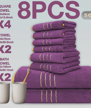 Luxe 8-delige Koraal Fleece Handdoekenset - Zacht, Absorberend & Sneldrogend