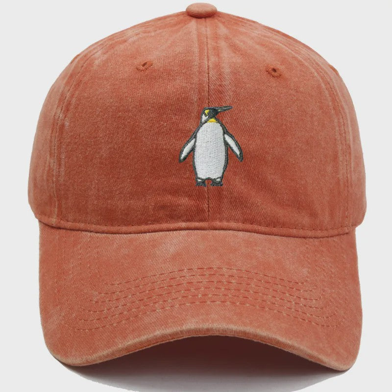 Vintage Pinguïn Cap - Unisex Baseballpet met Gebogen Vizier