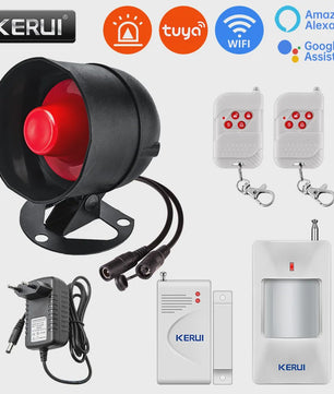 KERUI Slimme WiFi Sirene Alarm - 110dB Luide Luidspreker met Bewegings- en Deur/Raam Sensoren