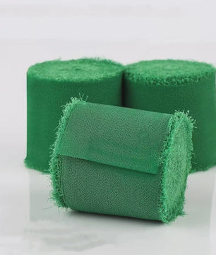 Handgemaakte Satijn Chiffon Lint Set - 3 Rollen van 5m met Rafeleffect voor Bruiloft, Cadeau & DIY Decoratie