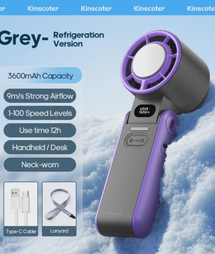 Draagbare Handheld Ventilator met 3600mAh Batterij, 100 Windsnelheden & LCD Display