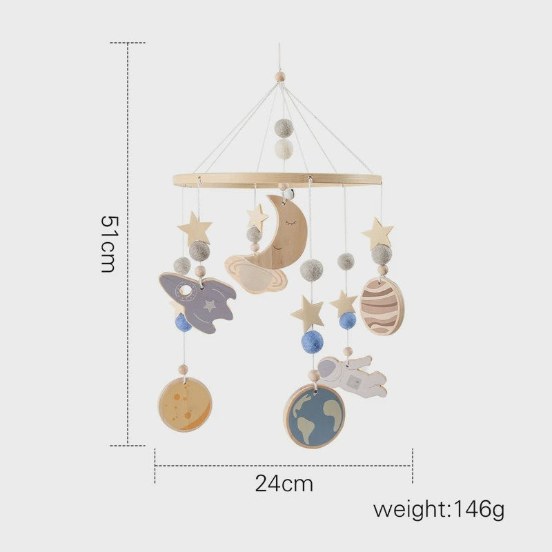 Houten Baby Mobiel met Muziekdoosje & Rammelaar - Speelgoed voor wieg & ledikant (0-12 maanden)
