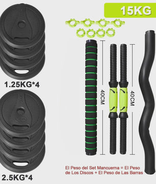 Verstelbare Dumbbell Set 10-40kg met Verbindingsstang - Complete Home Gym Krachttraining