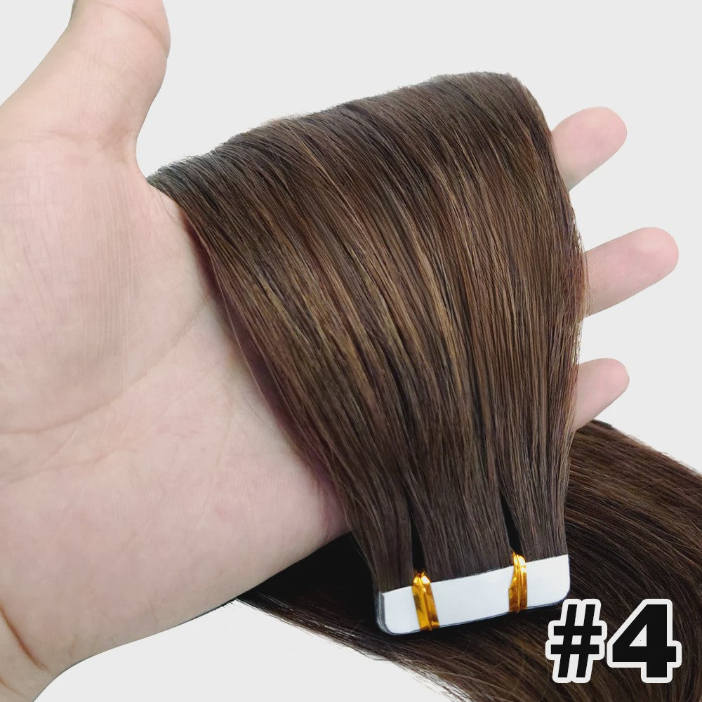 Tape-in Haarverlengingen 100% Echt Menselijk Haar - Kleur #2 - Naadloos & Zacht