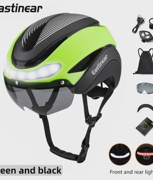 Fietshelm Volwassenen met LED Verlichting, Knipperlichten & Magnetische Vizier