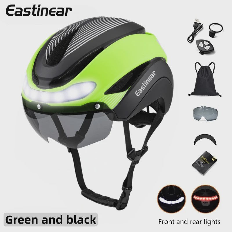Fietshelm Volwassenen met LED Verlichting, Knipperlichten & Magnetische Vizier