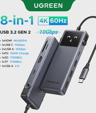 UGREEN Uno 6-in-1 USB-C Hub: 4K60Hz, 100W PD, 10Gbps Data Transfer & Docking Station