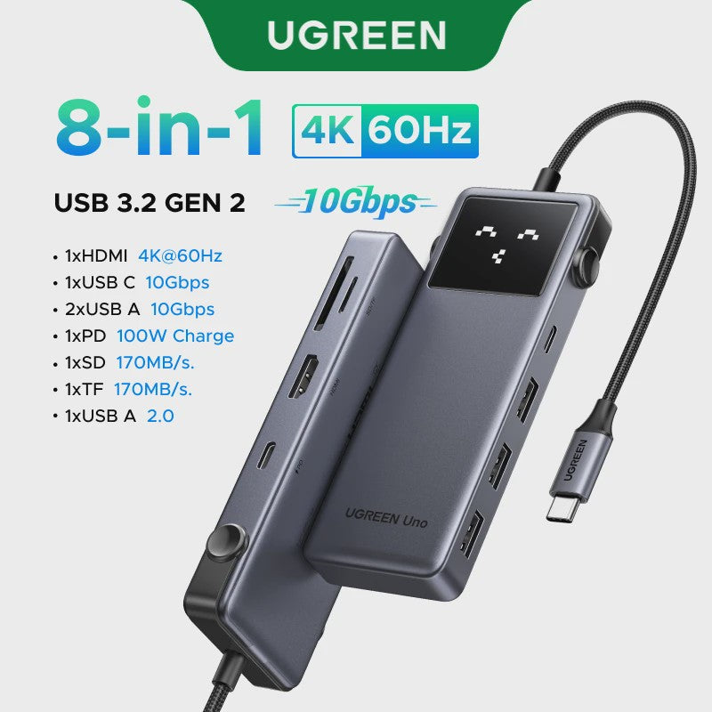 UGREEN Uno 6-in-1 USB-C Hub: 4K60Hz, 100W PD, 10Gbps Data Transfer & Docking Station