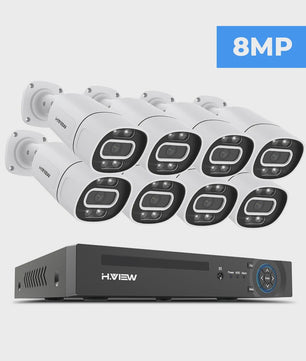 H.View 4K/8MP PoE Beveiligingscamera Systeem met 8-Kanaals NVR & Audio
