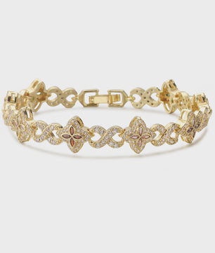 Luxe Gouden Armband met Klaver Hanger en Sprankelende Zirkonia - Dames Sieraden