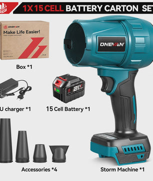 ONEVAN 3500W Krachtige Accu Bladblazer & Stofzuiger - 350M/S - Borstelloze Motor - Compatibel met Makita 18V