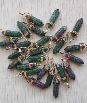 Natuurlijke Groene Aventurijn Kristal Pilaren Hangers - 24 Stuks Set voor Sieraden Maken