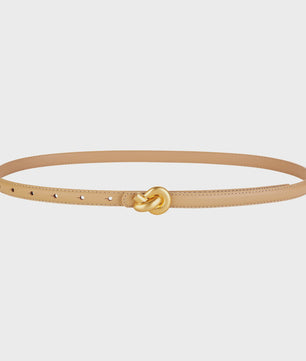 Dames Riem Echt Leer met Gouden Knoop Gesp - Stijlvol voor Jurken & Jeans