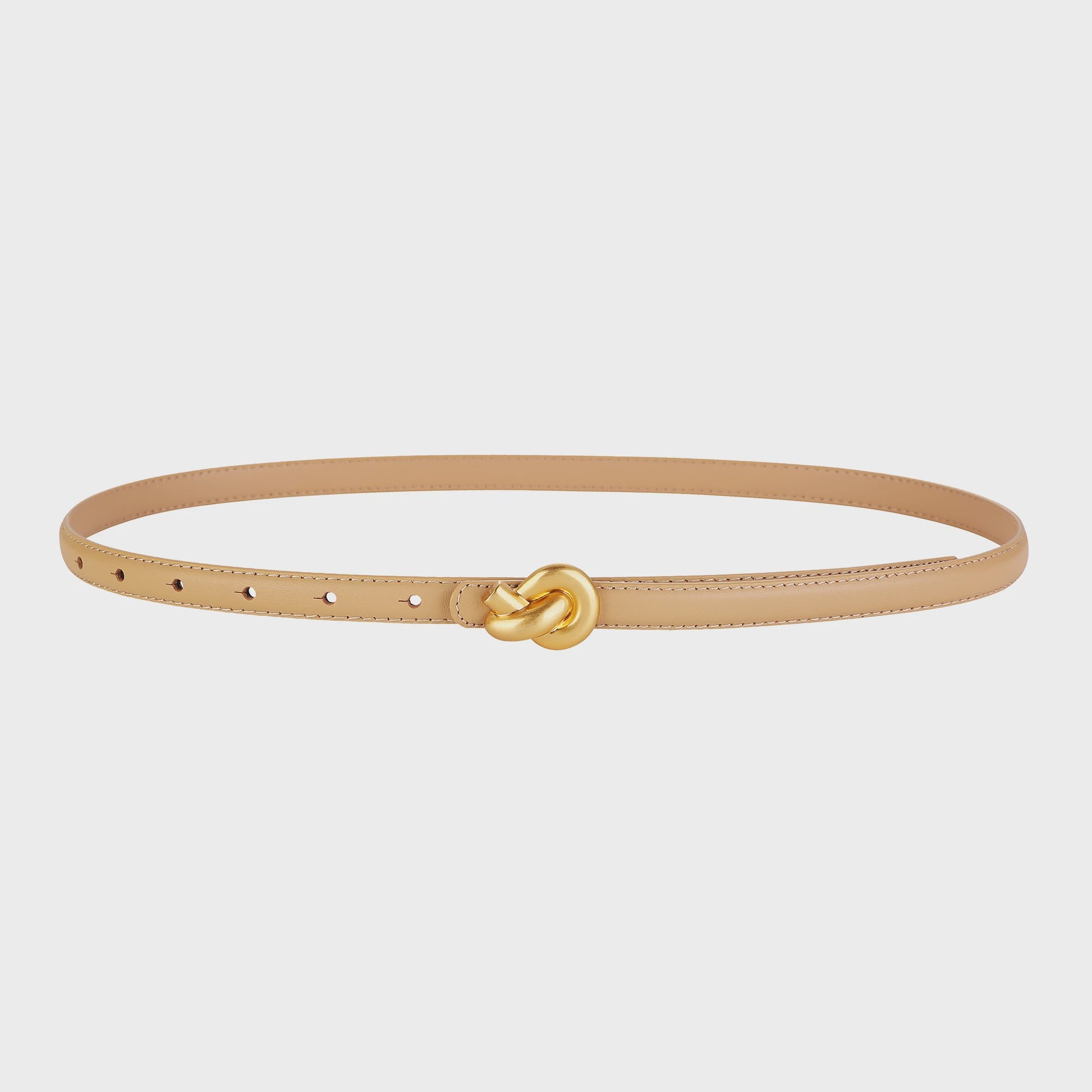 Dames Riem Echt Leer met Gouden Knoop Gesp - Stijlvol voor Jurken & Jeans