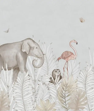 Milofi 3D Muurschildering Behang: Scandinavisch Bos met Jungle Dieren voor Kinderkamer