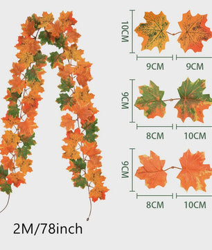 200cm Herfst Esdoornblad Slinger met Kunstbladeren - Decoratie voor Huis, Tuin, Halloween