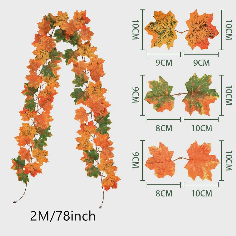 200cm Herfst Esdoornblad Slinger met Kunstbladeren - Decoratie voor Huis, Tuin, Halloween