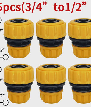 Set van 6 Tuinslang Koppelingen - 3/4" & 1/2" - Snelkoppeling voor Reparatie & Irrigatie