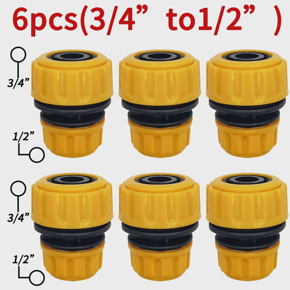 Set van 6 Tuinslang Koppelingen - 3/4" & 1/2" - Snelkoppeling voor Reparatie & Irrigatie