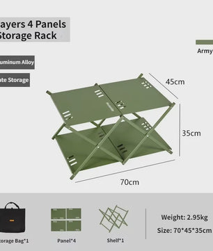 Mountainhiker Opvouwbaar 3-laags Outdoor Opslagrek - Draagbaar Kampeerrek voor Tuin, BBQ & Picknick