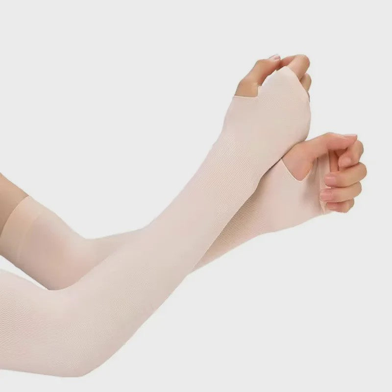 Zomer Arm Sleeves met UV Bescherming - Ademend IJs Zijde, Vingerloos