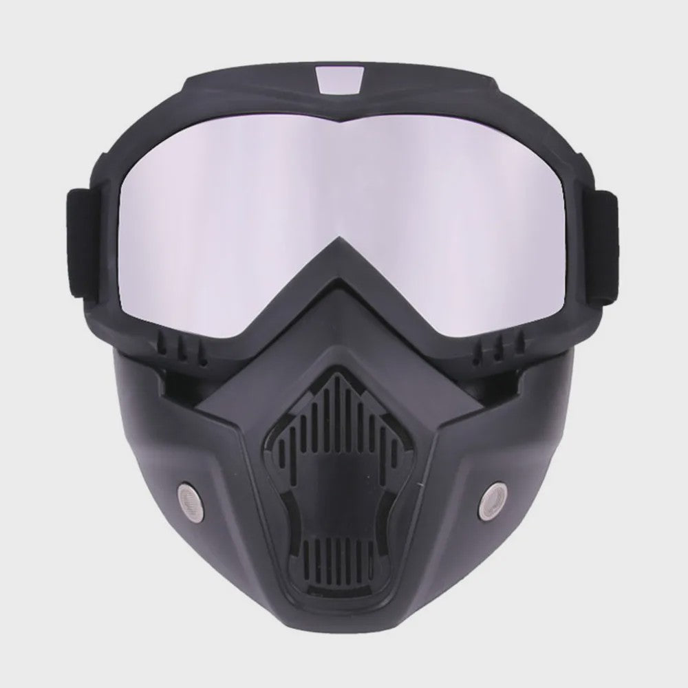 Motorcross Bril met Afneembaar Ademend Masker - Stof- en Impactbestendig