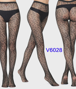 Dames Visnet Panty's met Jacquard Weefsel - Gothic Kant & Spider Net Stijl