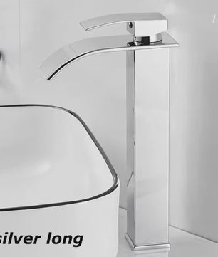 Moderne Waterval Kraan Zwart - RVS Wastafelkraan met Warm & Koud Water