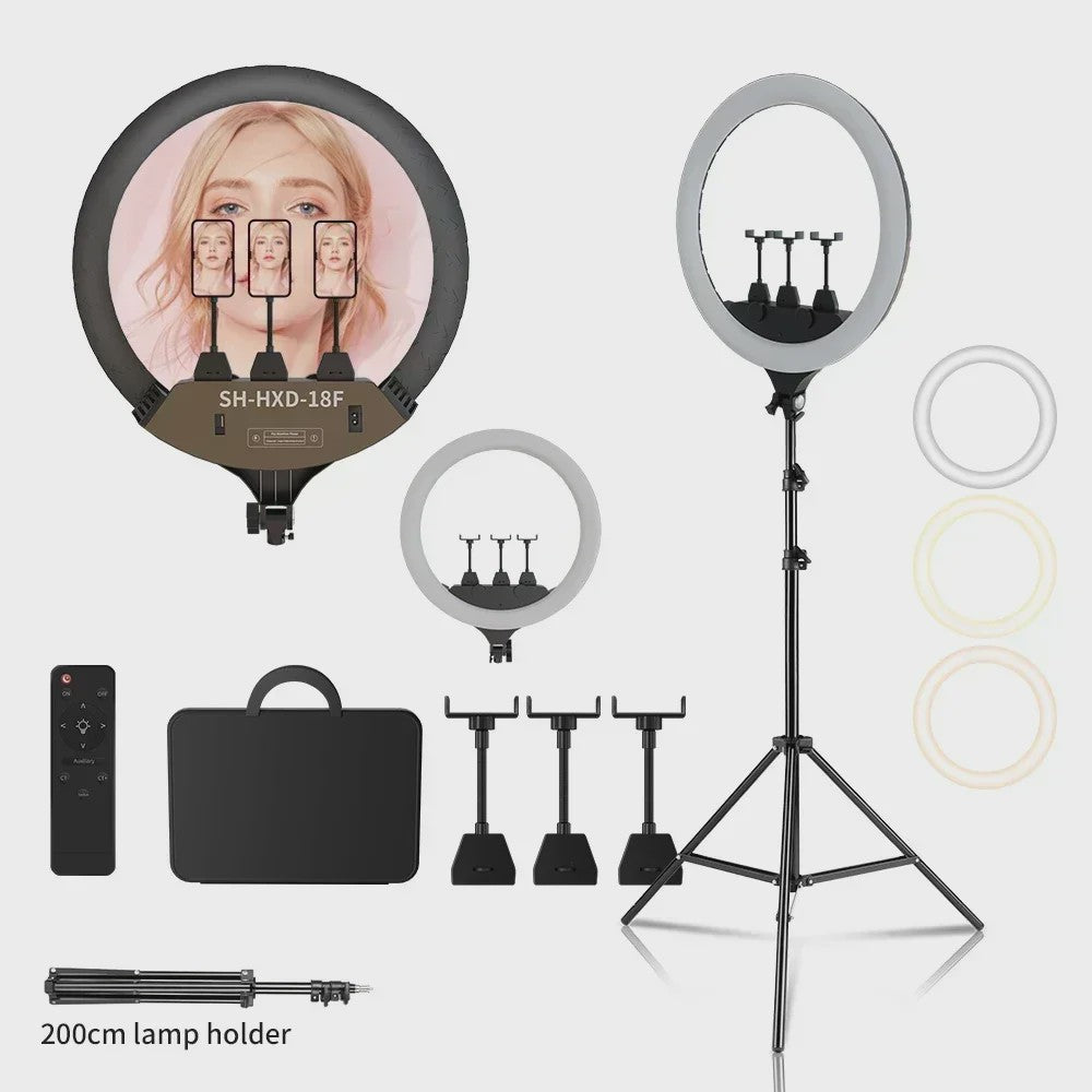 18 Inch Ring Light LED Videolamp met Statief & Telefoonhouder - Perfect voor YouTube, Live Streaming & Fotografie