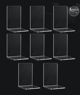 8x Stevige Doorzichtige Boekensteunen - Ideale Organizer voor Boeken, Films & CD's