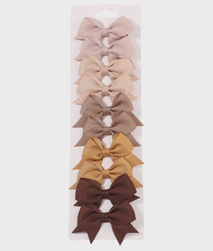 Set van 10 Handgemaakte Strikjes Haarclips voor Baby Meisjes - Lint Strikjes Haaraccessoires