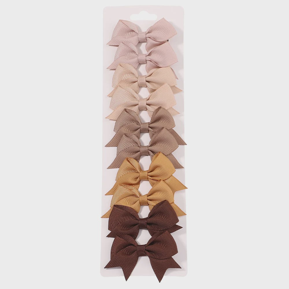 Set van 10 Handgemaakte Strikjes Haarclips voor Baby Meisjes - Lint Strikjes Haaraccessoires