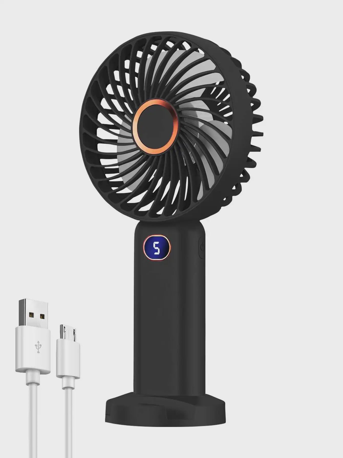Draagbare Handventilator met Digitale Display en 5 Snelheden, USB Oplaadbaar