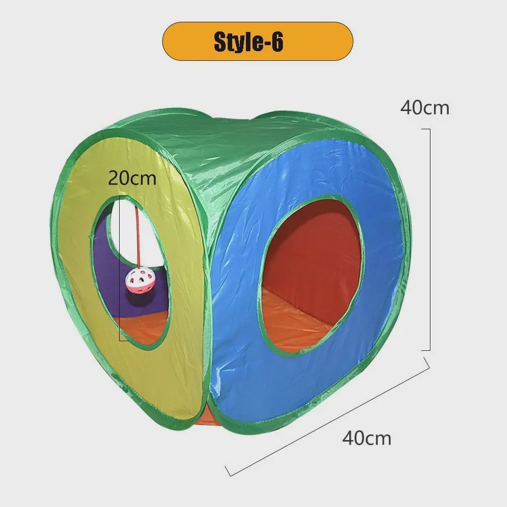 Opvouwbare Katten Speeltunnel - Interactief Speelgoed voor Katten & Konijnen - Beige/Bruin
