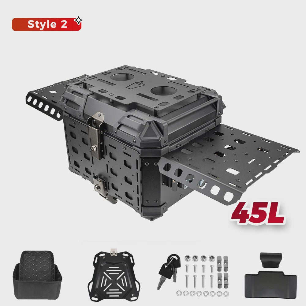 KEMIMOTO Universele Motor Topkoffer 55L Aluminium CNC - Snelontgrendeling & Helm Opbergbox