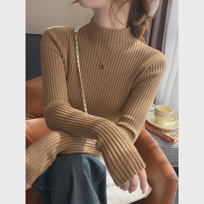 Chique Gebreide Turtleneck Trui voor Dames - Slim Fit, Lange Mouwen, Warm & Basic voor Herfst/Winter