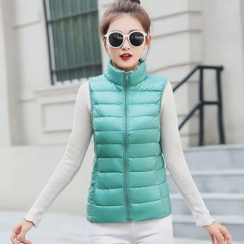 Stijlvolle Dames Bodywarmer - Lichtgewicht & Warm met Witte Eendendons Vulling