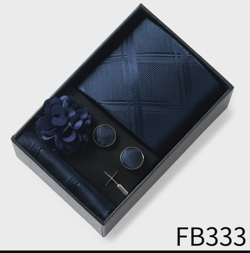 Luxe Heren Cadeauset: Strikdas, Zakdoek, Manchetknopen, Clip & Broche - Perfect voor Bruiloft & Feest