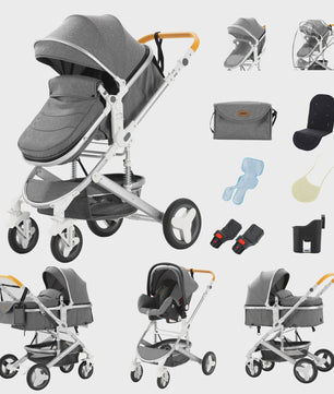 3-in-1 Multifunctionele Kinderwagen - Lichtgewicht en Compact met Babyzitje en Reiswieg