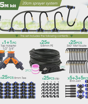 Verstelbare Nevelsproeier Kit met 8mm PE Slang en Zelfaanzuigende Pomp voor Tuin