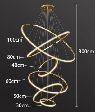 Luxe LED Trappenhuis Hanglamp - Moderne Ring Kroonluchter voor Woonkamer & Eetkamer
