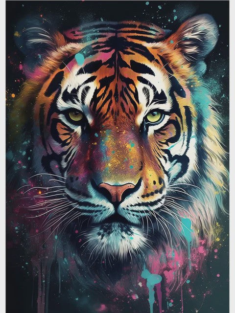 Abstracte Dieren Canvas Poster: Leeuw, Tijger, Aap, Uil - Muurdecoratie Woonkamer