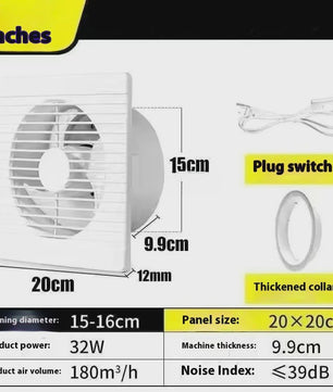 Ventilator Afzuigventilator 4, 6, 8 Inch - Badkamer, Keuken, Toilet - Wit
