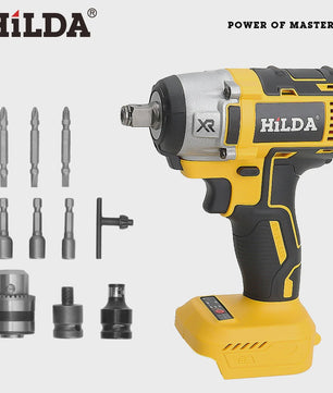 HILDA 1/2" Brushless Slagmoersleutel - 1200 Nm Krachtige Accu Klopmachine voor Banden en Steigerbouw (Compatibel met Makita)