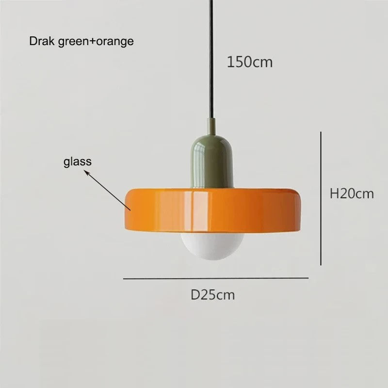 Nordic Bauhaus Hanglamp - Retro Glas & Kleurrijke Kap voor Woonkamer, Eetkamer, Bar