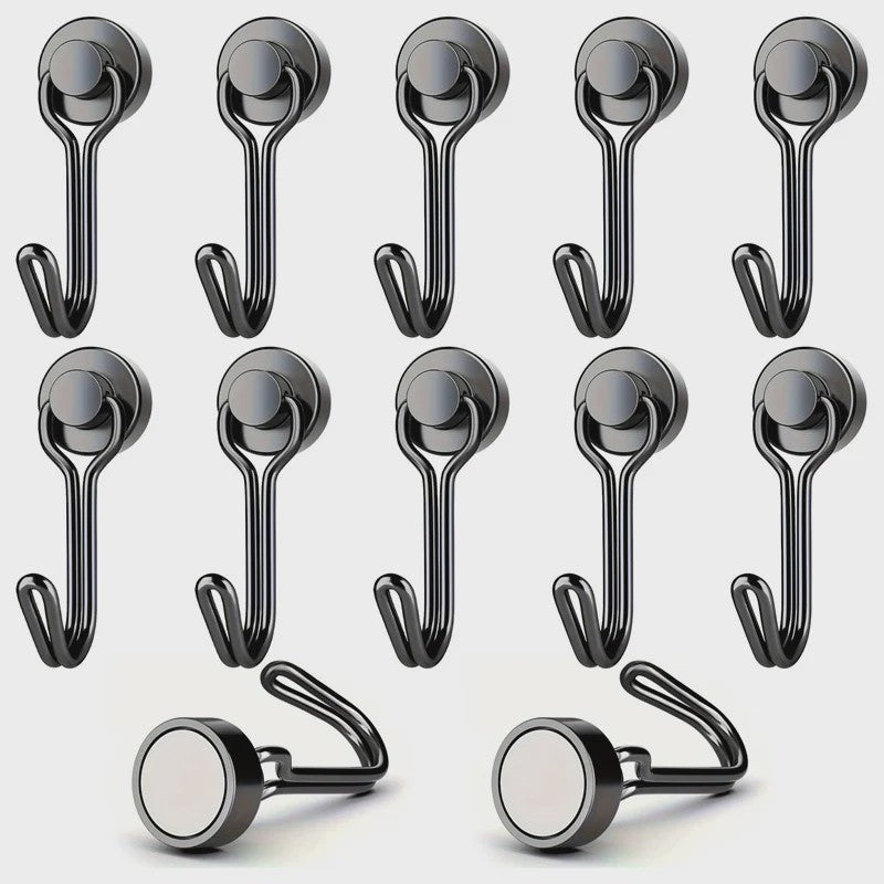 Krachtige Zwarte Magnetische Haken - Heavy Duty Ophanghaken met Sterke Magneet