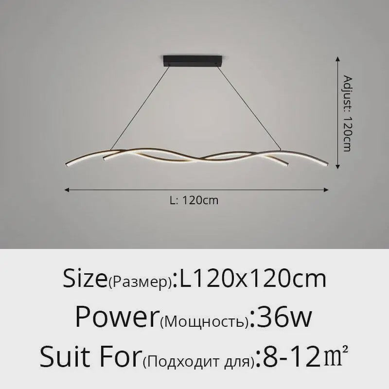 Moderne LED Plafondlamp Golvend Design - Zwart/Wit - Hotel, Restaurant, Bar