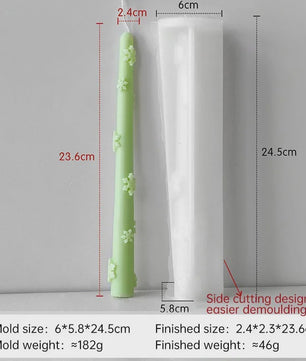 Handgemaakte Lange Kaars Siliconen Mal - Creatieve Bloem & Tak Decoratie - DIY Kaarsen Maken